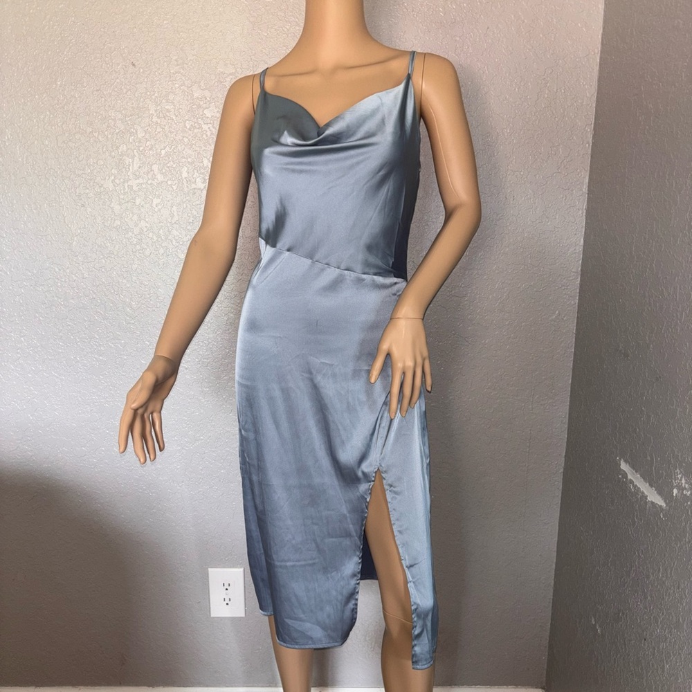 Elegant Blue Satin Dress